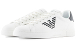 EMPORIO ARMANI Armani Cowhide eagle logo printing lace-up fashion sneakers men's white and black