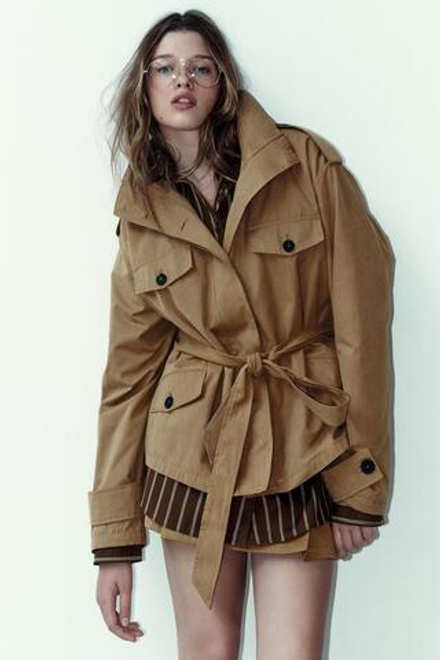 ZARA КОРОТКИЙ ТРЕНЧ, МЯГКИЙ КАШТАНОВЫЙ