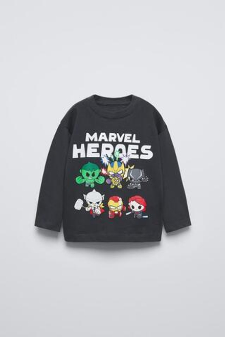 ZARA ФУТБОЛКА С ПРИНТОМ «МСТИТЕЛИ» © MARVEL, АНТРАЦИТОВО-СЕРЫЙ