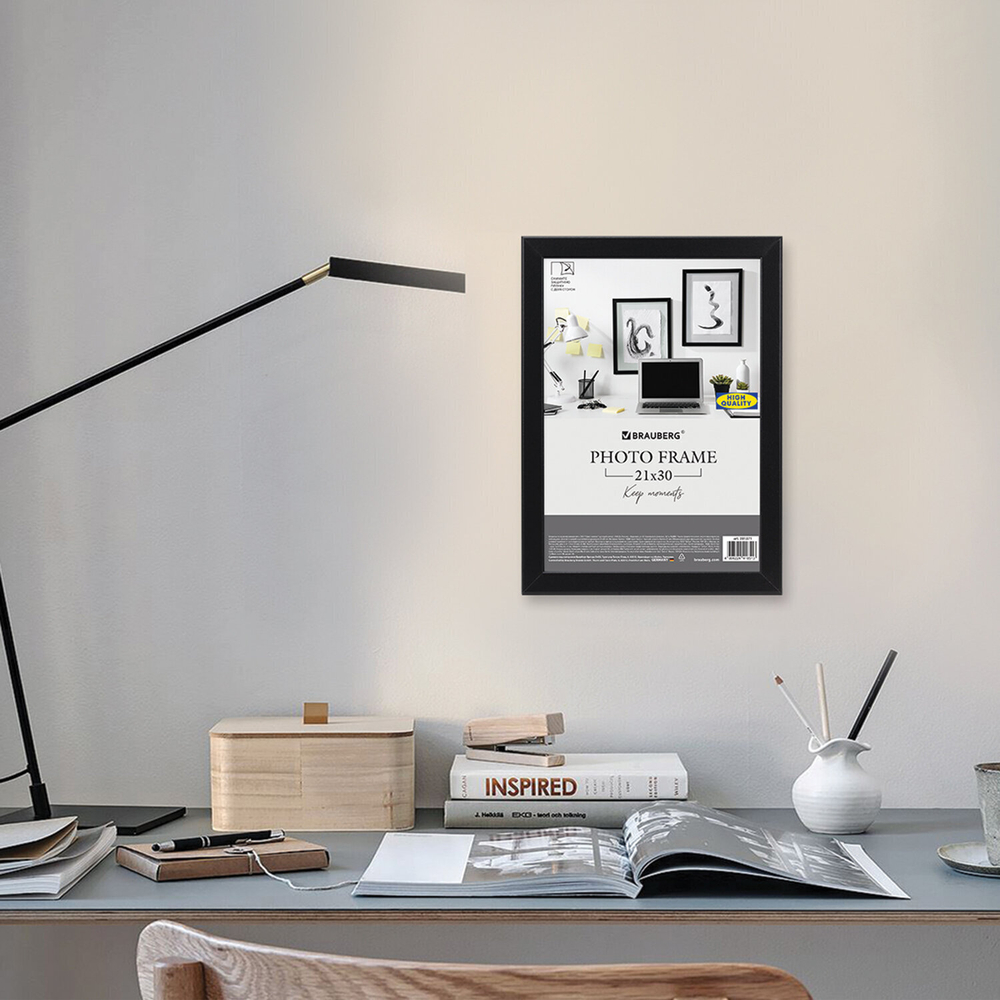 Рамка 21х30 см небьющаяся аналог IKEA багет 21 мм МДФ BRAUBERG "Idea" черная (3 штуки в упаковке)