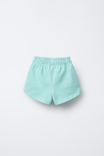 ZARA ШОРТЫ ИЗ МЯГКОЙ ТКАНИ С ПРИНТОМ, БИРЮЗОВЫЙ
