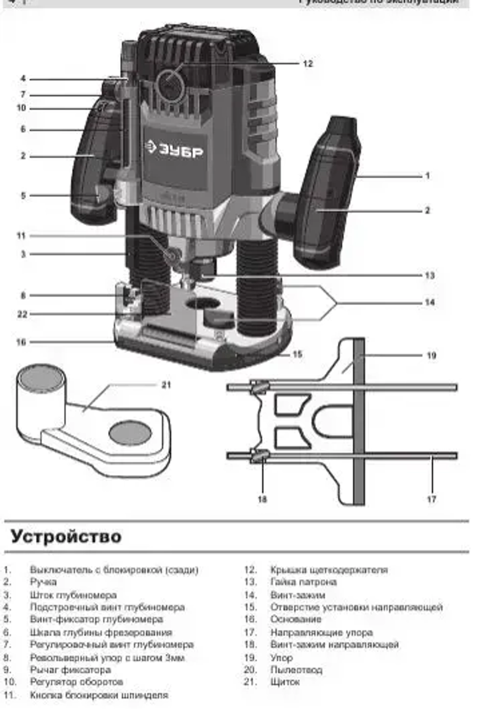 Универсальный фрезер ЗУБР, (Мощность 1900 Вт, мax число оборотов 23000 об/мин, рабочий ход 50 мм, мaх диаметр фрезы 42 мм) Инструмент по дереву