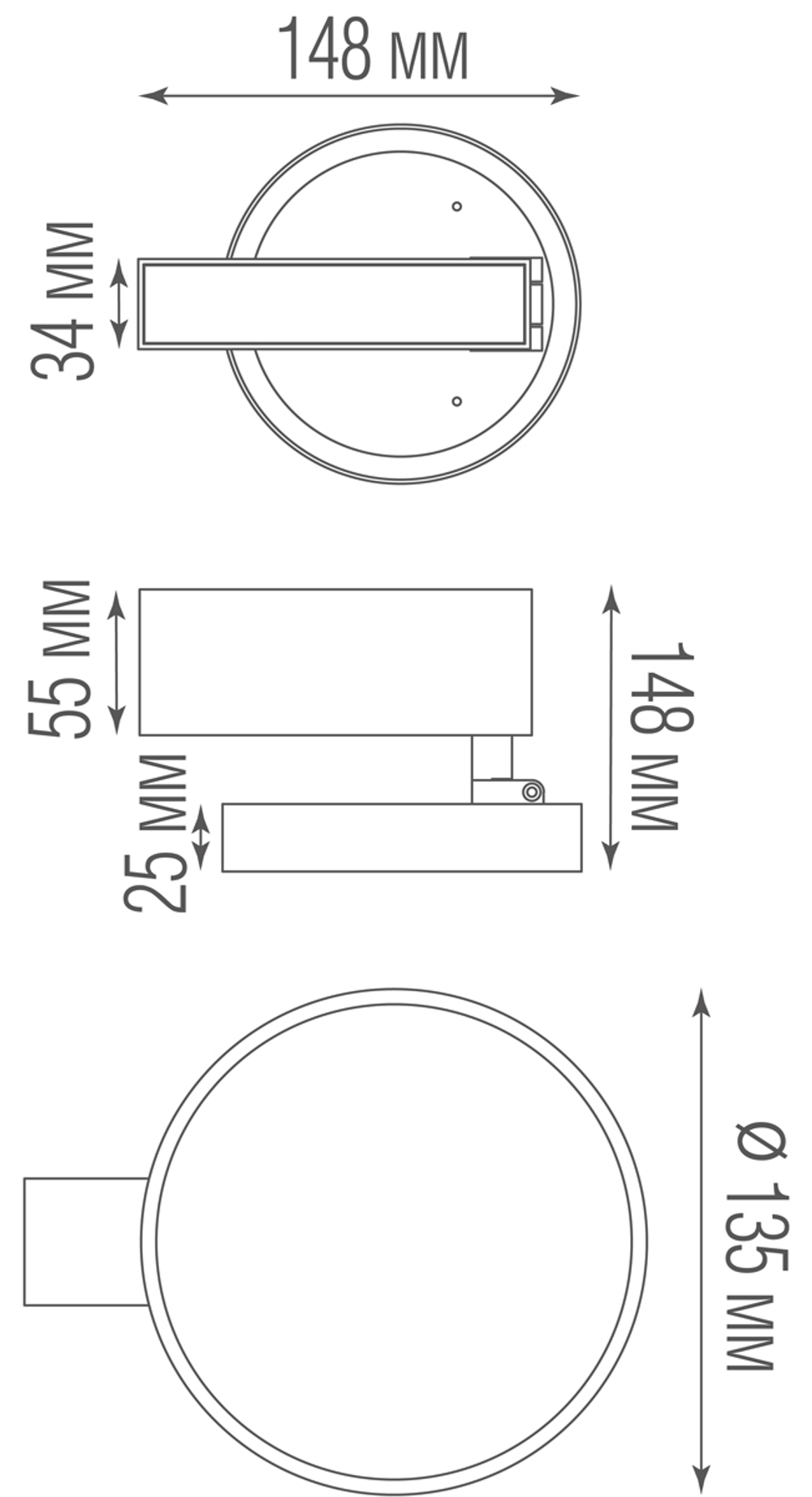 Светодиодный светильник для магнитного шинопровода,  24W,  3000К