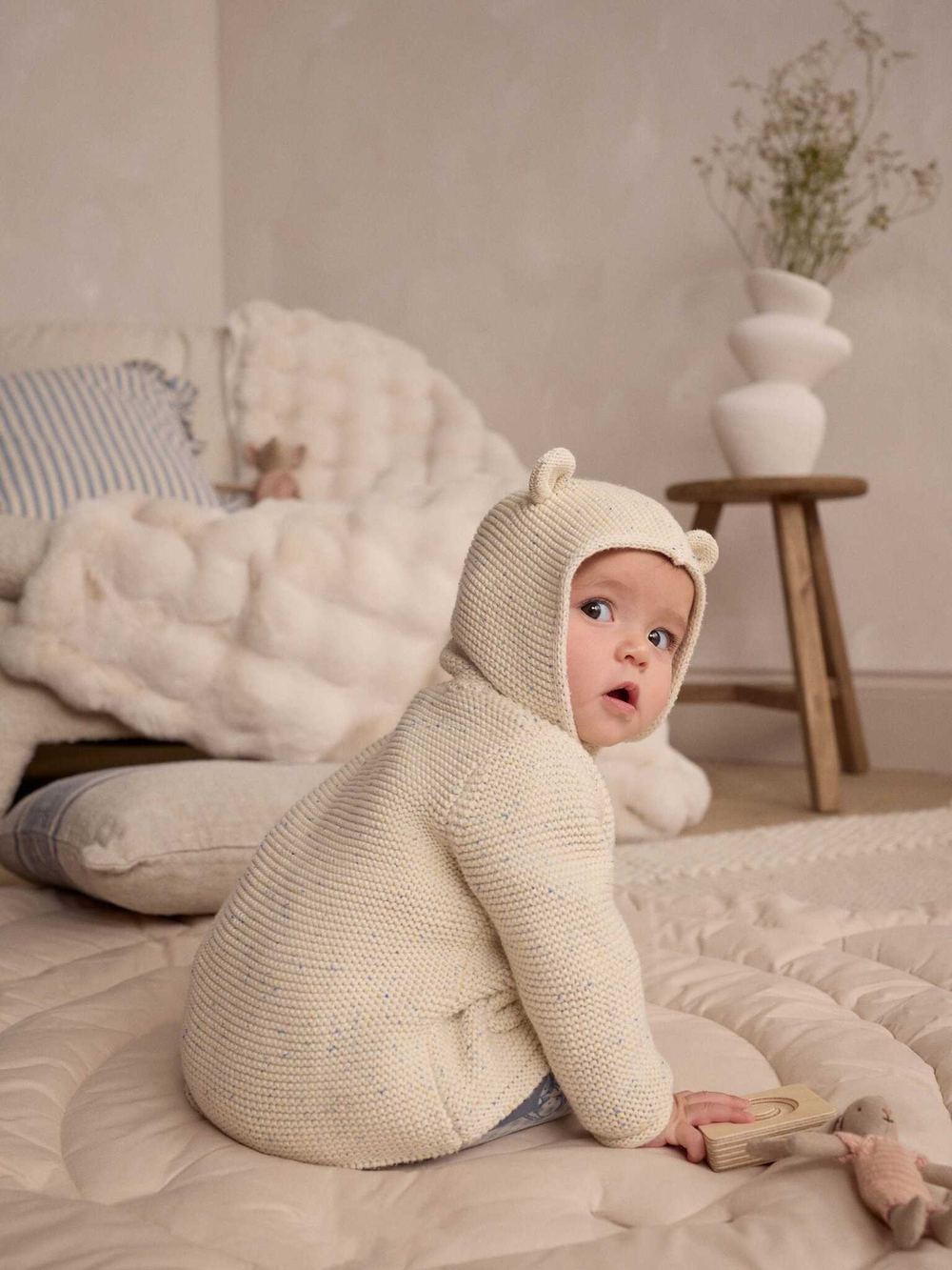 Кардиган с капюшоном для малышей Next E12-477, Светло-бежевый