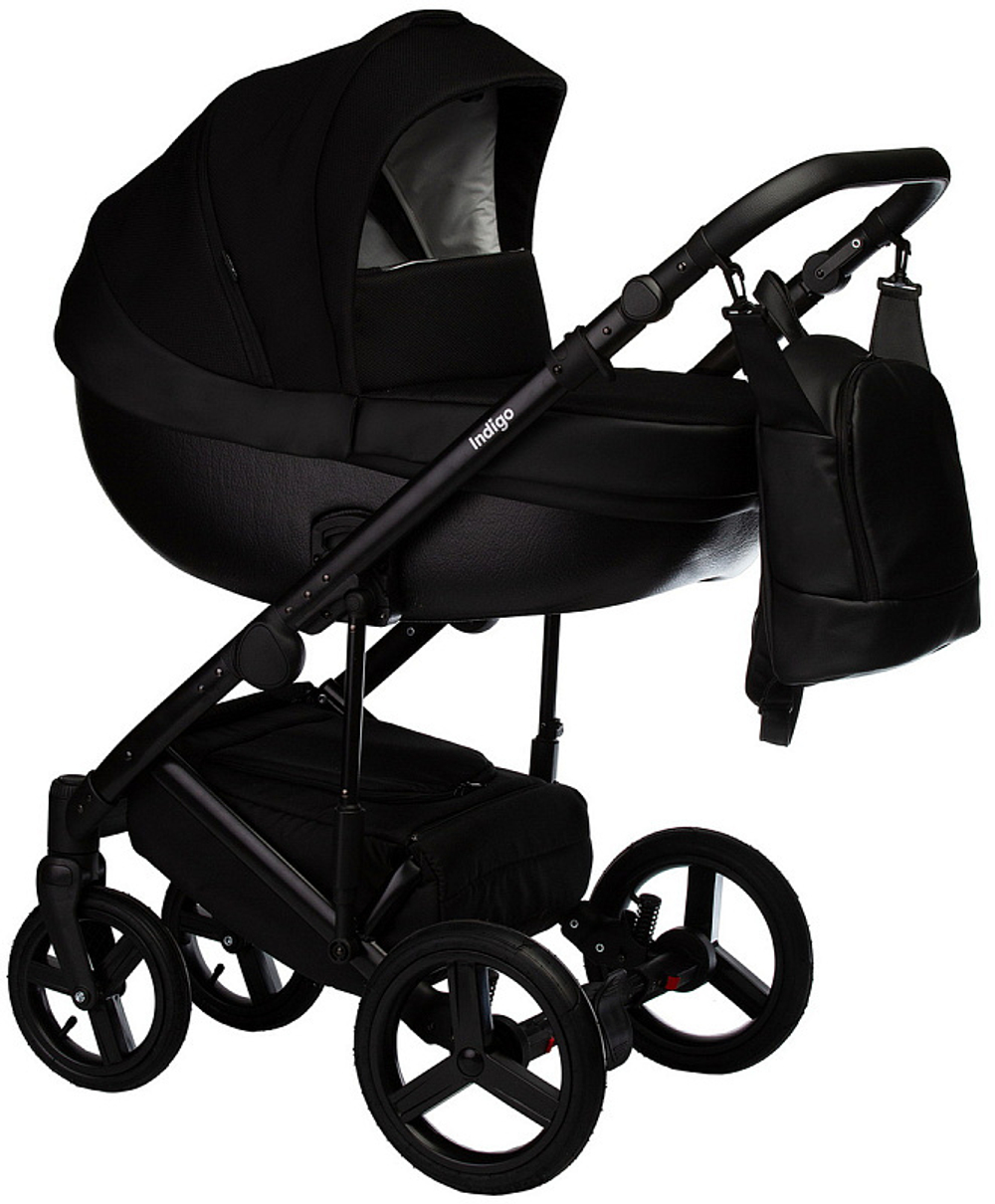 Детская коляска Indigo Tour Eco 3 в 1 с автокреслом Avionaut Cosmo Te07 черная кожа+черный