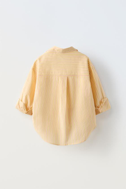 ZARA РУБАШКА В ПОЛОСКУ С ТОПОМ В РУБЧИК, СВЕТЛО-ЖЕЛТЫЙ