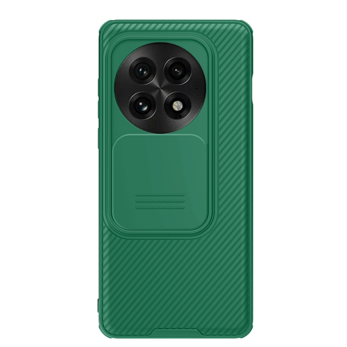Усиленный чехол зеленого цвета (Dark Green) с защитной шторкой для камеры от Nillkin на OnePlus 13, серия CamShield Pro Case