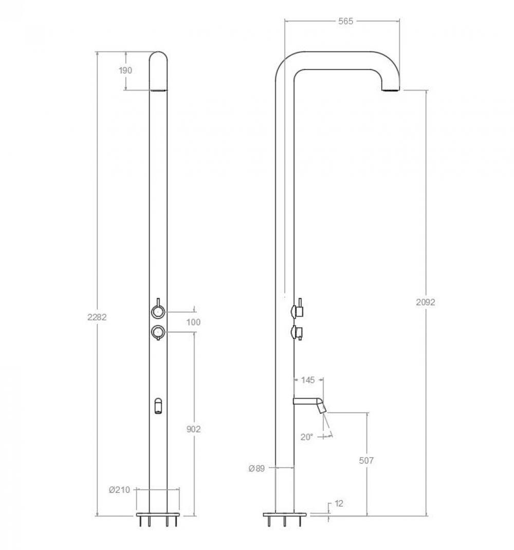 Уличный душ с краном для ног нержавеющая сталь COLEX2