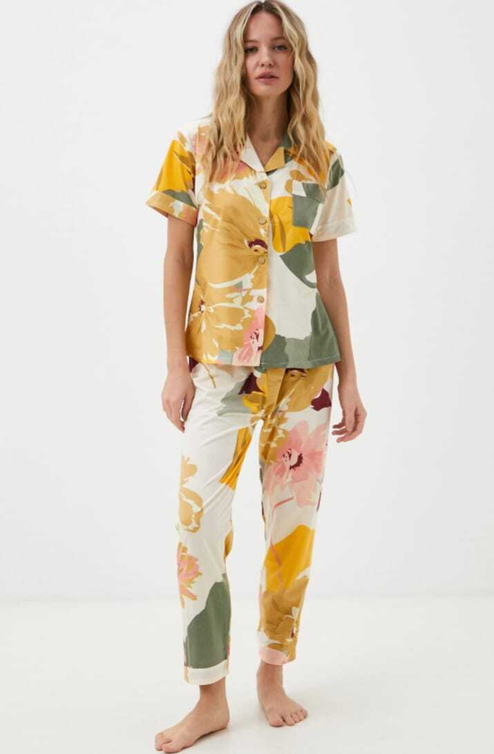 Пижама жен. б/в штаны+рубашка к/р 918