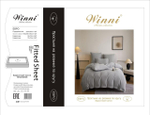 Коробка постельного белья "Winni" бархатный сатин.Простыня на резинке.Размер Семейный / Коробка 20 расцветок