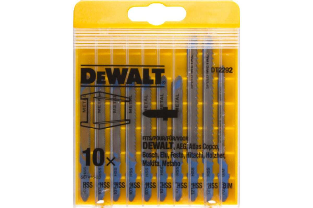 Набор пилок для лобзика по металлу (10 шт.) DEWALT DT 2292, 100 мм, серый