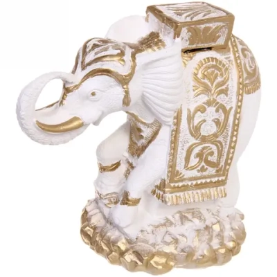 Копилка из гипса «Слон индийский на камнях» 26*28см белый