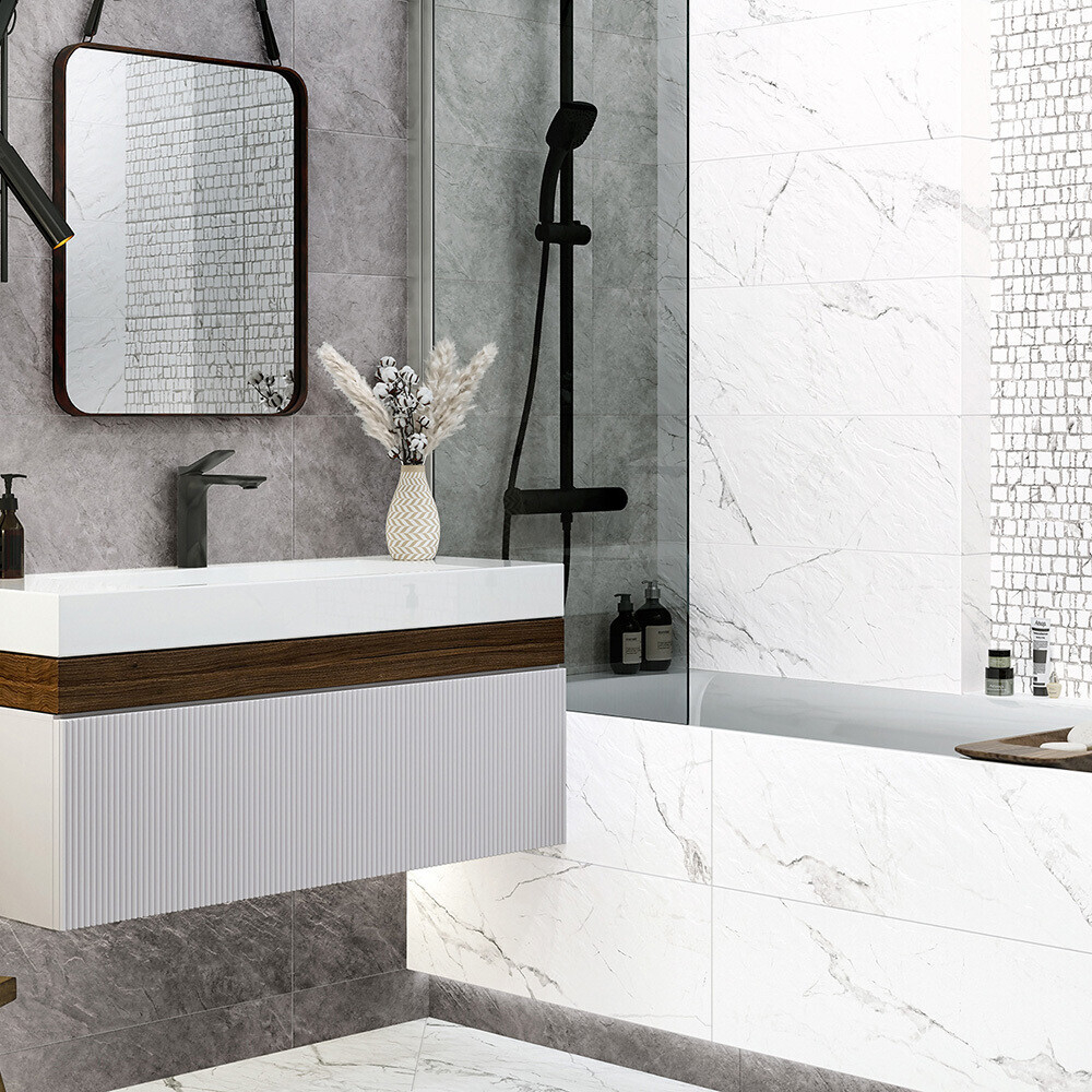 Плитка облицовочная Alma Ceramica Laurent серая мозаика 740x246x9 мм (7 шт.=1,274 кв.м)