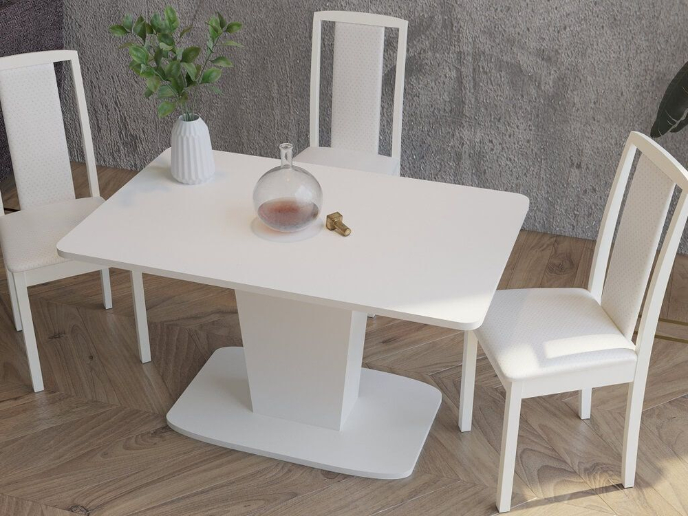 Стол кухонный обеденный раздвижной Белый Шагрень/Антрацит, Киото, 120х75х75 см