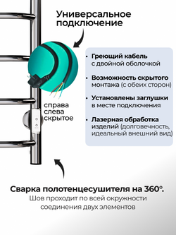 Полотенцесушитель электрический Verso Lux хромированный с полкой 60 х 40