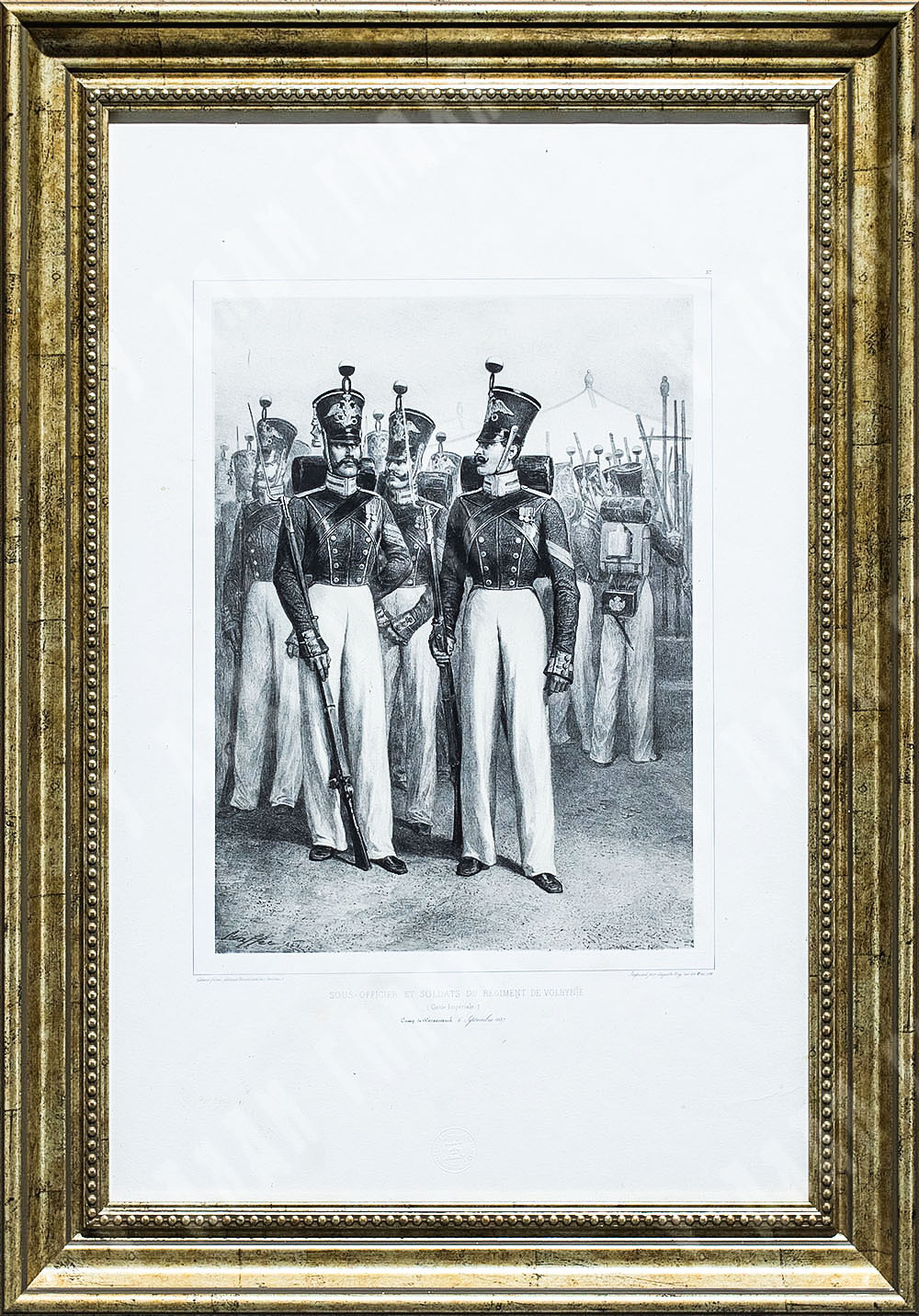 Огюст Раффе.Унтер-офицеры и солдаты Волынского полка (императорская гвардия). Литография 1843