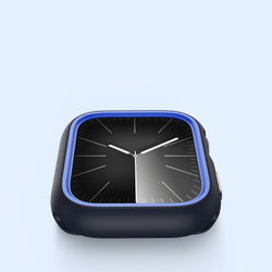 Чехол-бампер для часов Apple Watch 45 мм для моделей 7, 8 и 9 серии, темно-синий с синими вставками (Midnight/Blue) от Dux Ducis, серия Bamo Series Case