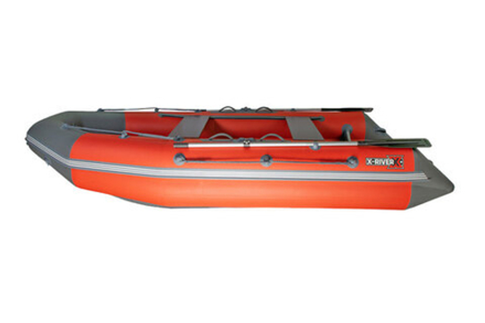Лодка ПВХ X-River Rocky 415 НДВД + усиленное дно и баллон, оранжево-серый/фурнитура белая