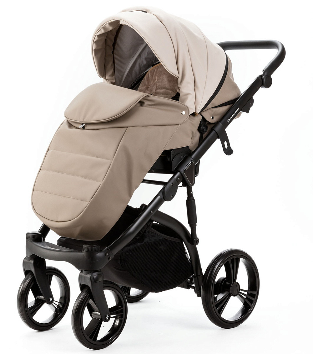 Детская коляска Adamex Lanti Deluxe 2 в 1 LN-SD44 (СВ.БЕЖ.КОЖА + Т.БЕЖ.КОЖА)