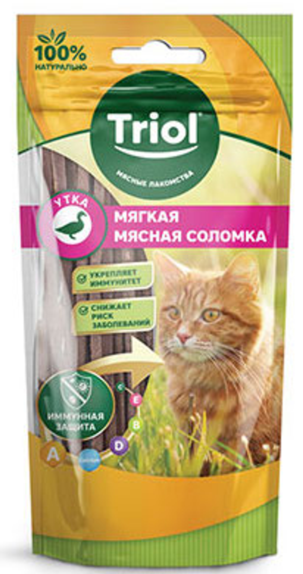 Triol, Лакомства для кошек, Мясная соломка из утки, 40 гр.