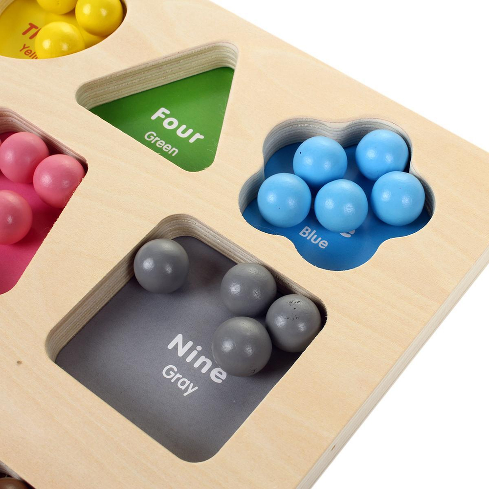 Развивающая игрушка деревянная Шарики, сортируем по цветам, коробка C-41821