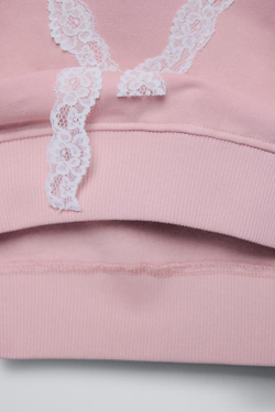 ZARA ТОЛСТОВКА С КРУЖЕВОМ «СЕРДЦЕ», РОЗОВЫЙ