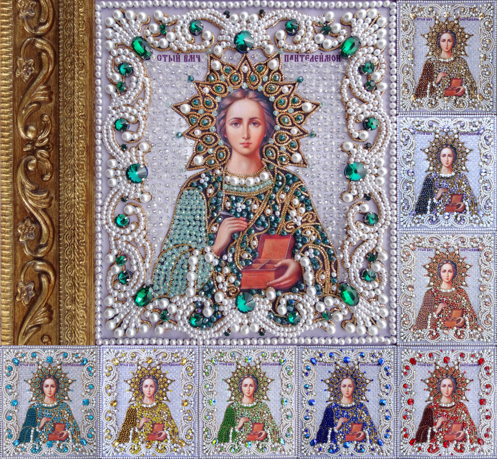 Принт-ЖС3 Ткань с нанесенной авторской схемой Пантелеймон целитель