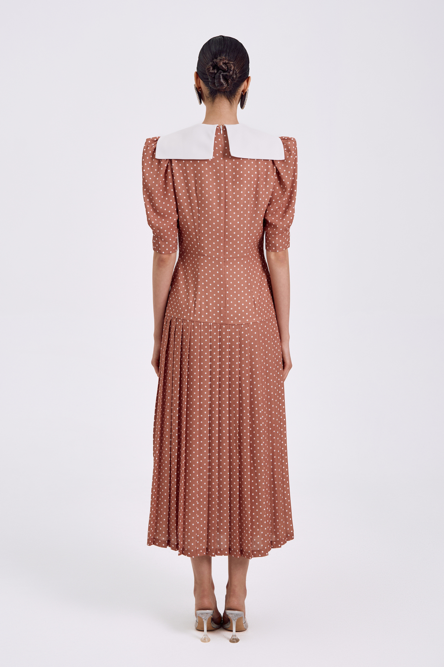 Платье Primavera (Примавера) коричневый в горошек