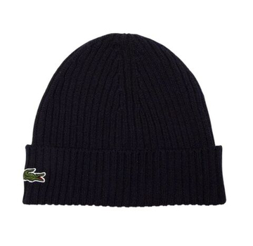 Шапка зимняя Lacoste Unisex Ribbed Wool - navy blue