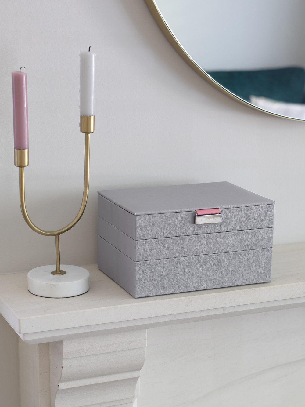 Органайзер для украшений и часов Stackers Classic Jewellery Box, 3 секции -Dove Grey & Rose (Navy Blue / темно-синий / Navy Blue / Органайзер с крышкой)