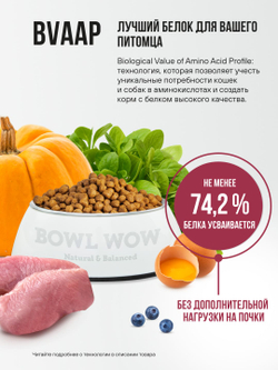 Сухой корм Bowl Wow для стерилизованных кошек, с индейкой, курицей и свеклой - 0,4 кг
