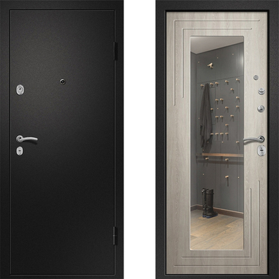 Металлическая входная дверь 220 в квартиру с зеркалом