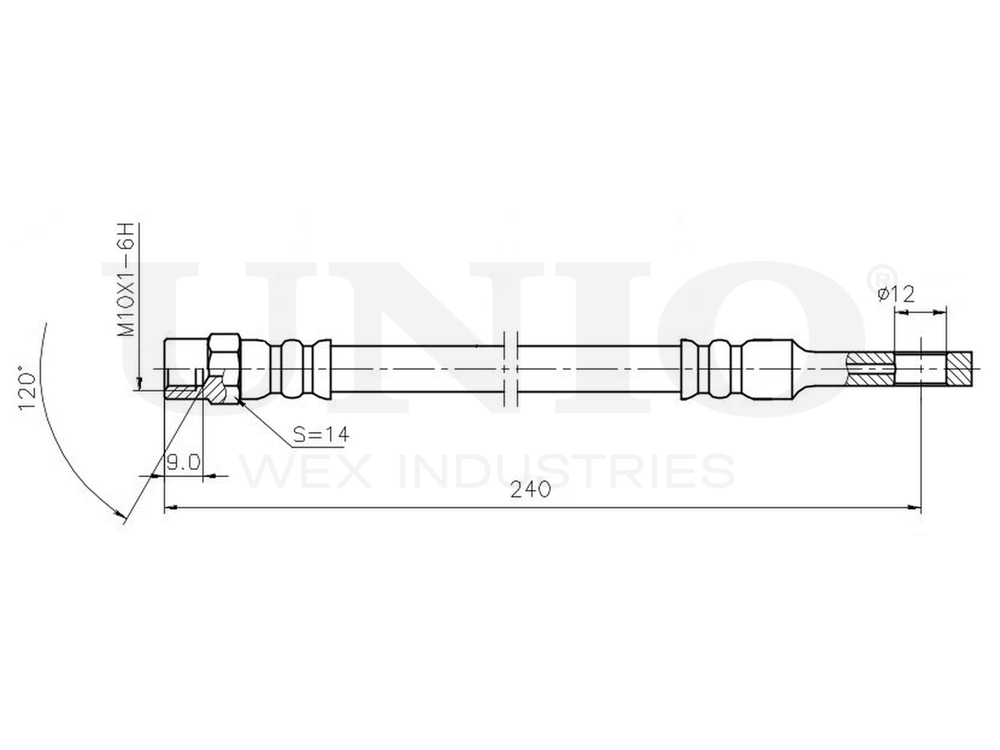 Шланг тормозной задний левый UNIO BRH-10041