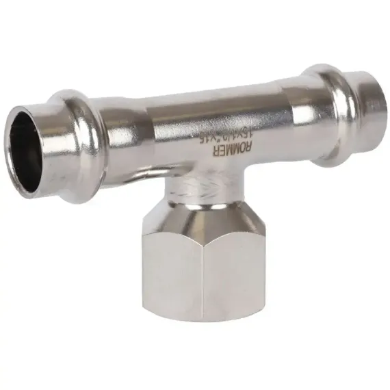 Тройник ROMMER ВПр-ВР 15х1/2&quot; нержавеющая сталь 37967