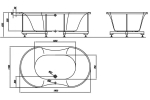 Ванна акриловая овал Kalpa San GLORIANA 190, BASIS раз без (в комплекте с каркасом, С/П)