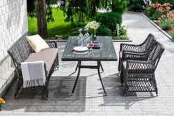 "Катания" обеденная группа плетеная на 4 персоны, цвет графит