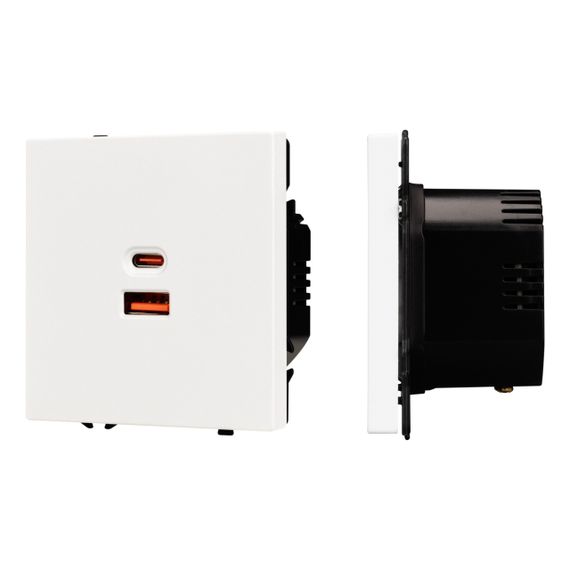 Механизм розетки с быстрой USB зарядкой SCT-NOBE-MUAC-SFPL-FC-WH (65W, QC3) Arlight 054316