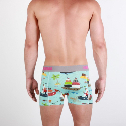 Мужские трусы боксеры голубые Van Baam Funny Blue с корабликом VB27190