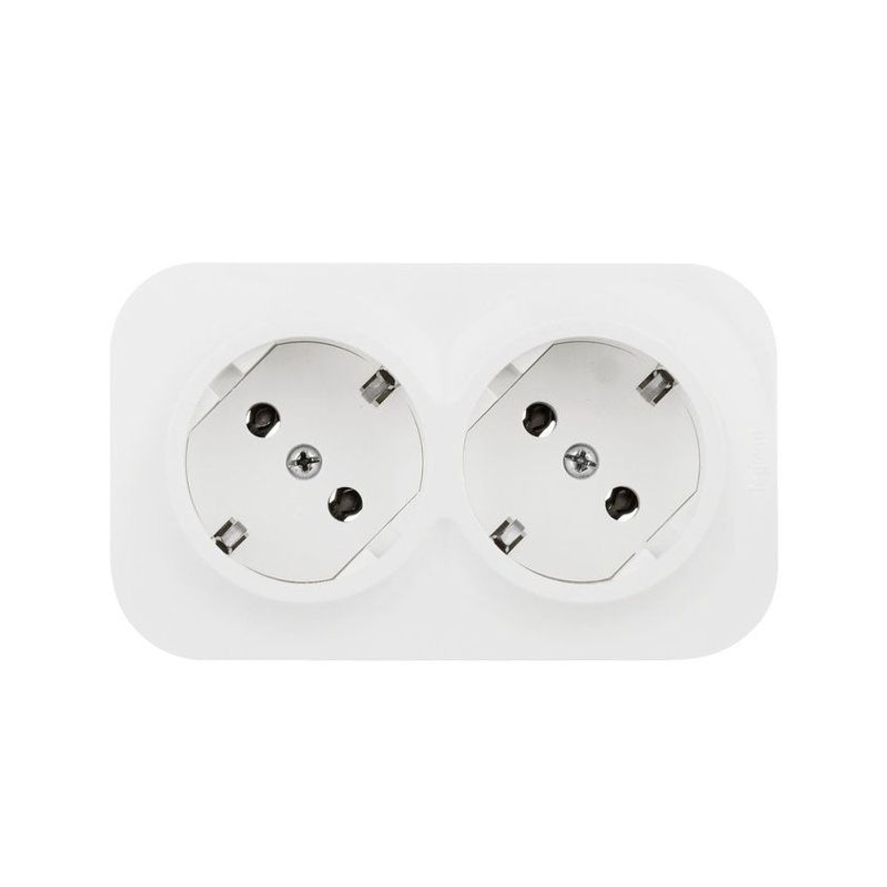 Розетка 2-м ОП Quteo 16А IP20 250В 2х2P+E с заземл. без защ. шторок бел. IEK 782233
