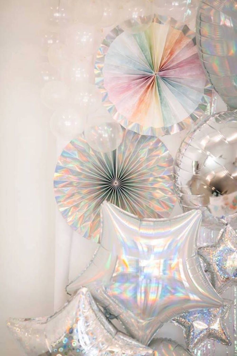 Шар (18"/46 см) Звезда, Перламутровый блеск, Серебро, Голография