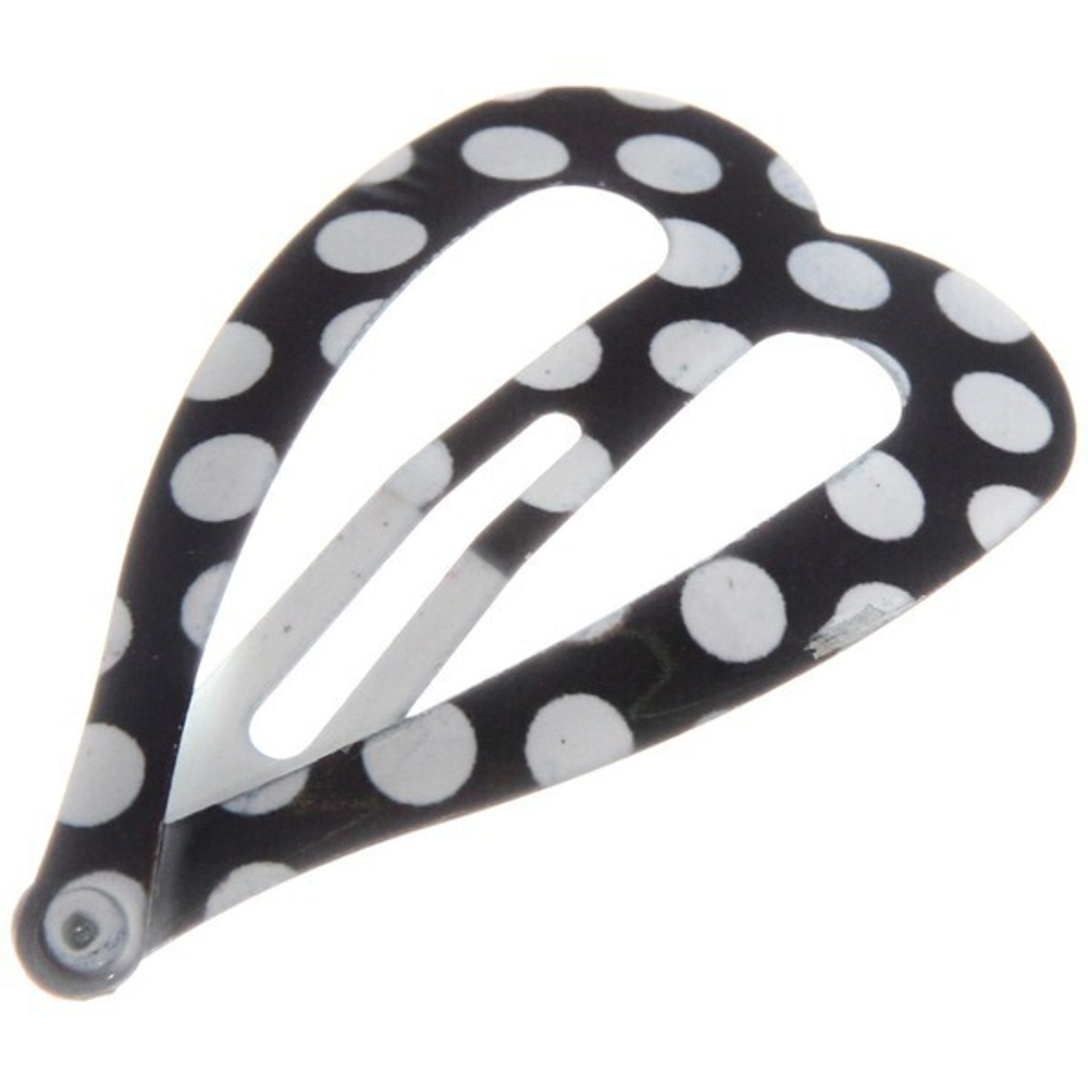 Зажим для волос 10 шт на блистере «Сердце» в горох, цвет черно-белый, 4.5*2,7см