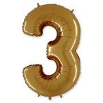 Шар (40"/102 см) Цифра, 3 Gold
