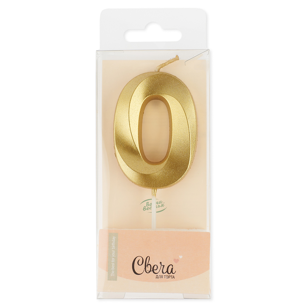 Свеча Цифра, Грани, Золото, Металлик