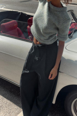 ZARA ДЖЕМПЕР С КОРОТКИМИ РУКАВАМИ, СЕРЫЙ