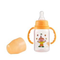 Бутылочка с ручками с силиконовой соской со средним потоком ПОМА 140 мл. с 4 месяцев, оранжевый