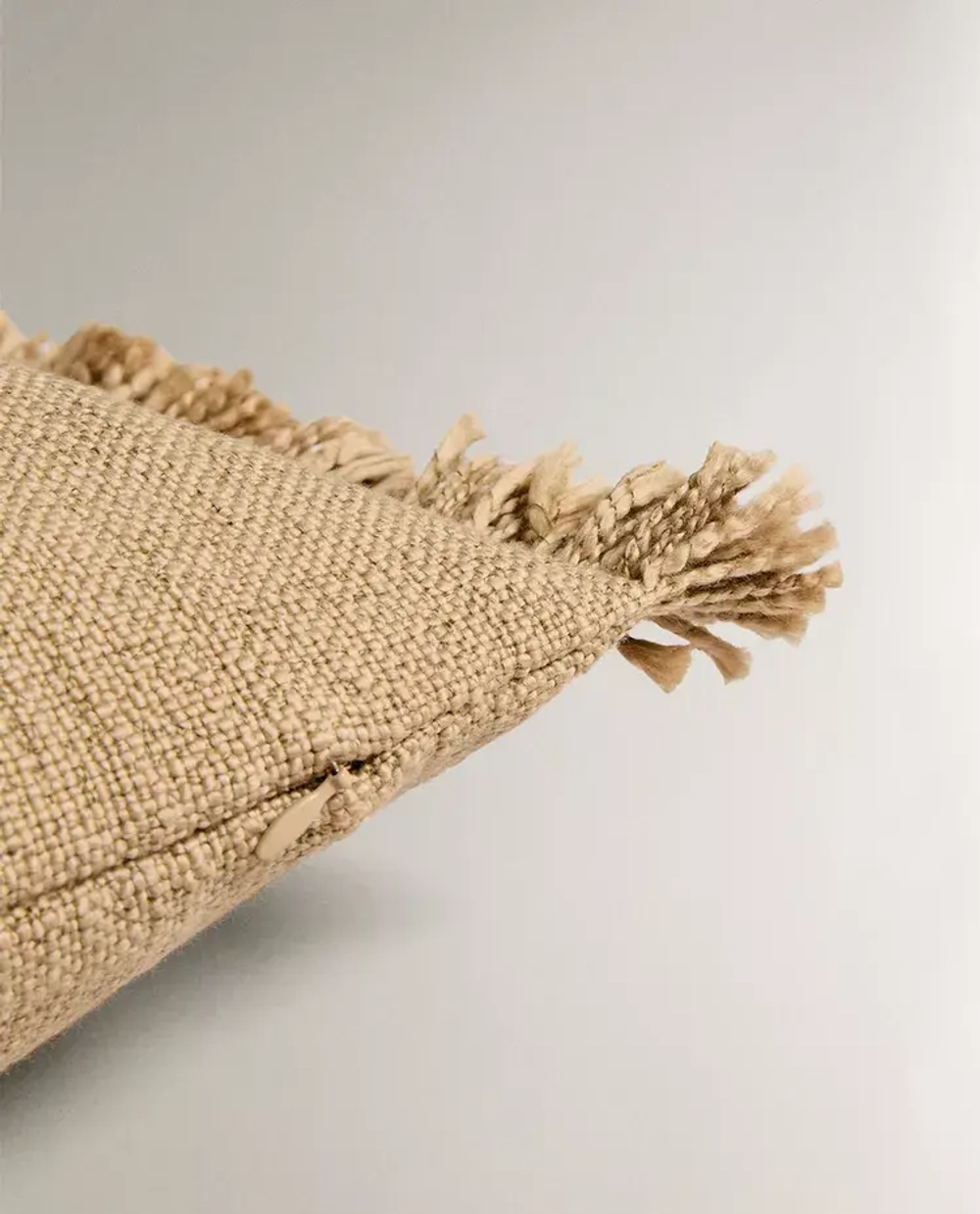 ZARA HOME НАВОЛОЧКА ДЛЯ ДЕКОРАТИВНОЙ ПОДУШКИ С БАХРОМОЙ, ПЕСОЧНЫЙ