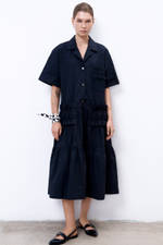 Платье из итальянского вареного хлопка с рюшами