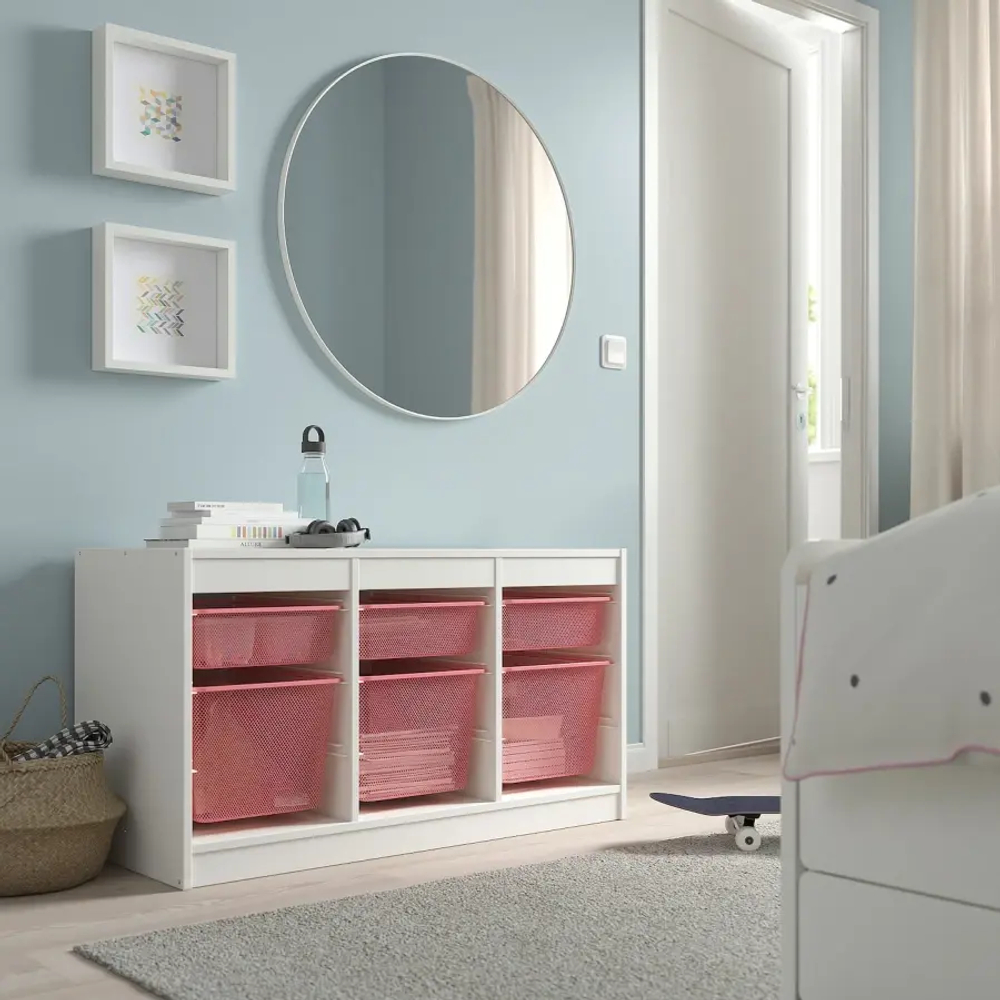 Стеллаж детский - IKEA TROFAST, 99x44x56 см, белый/красный, ИКЕА