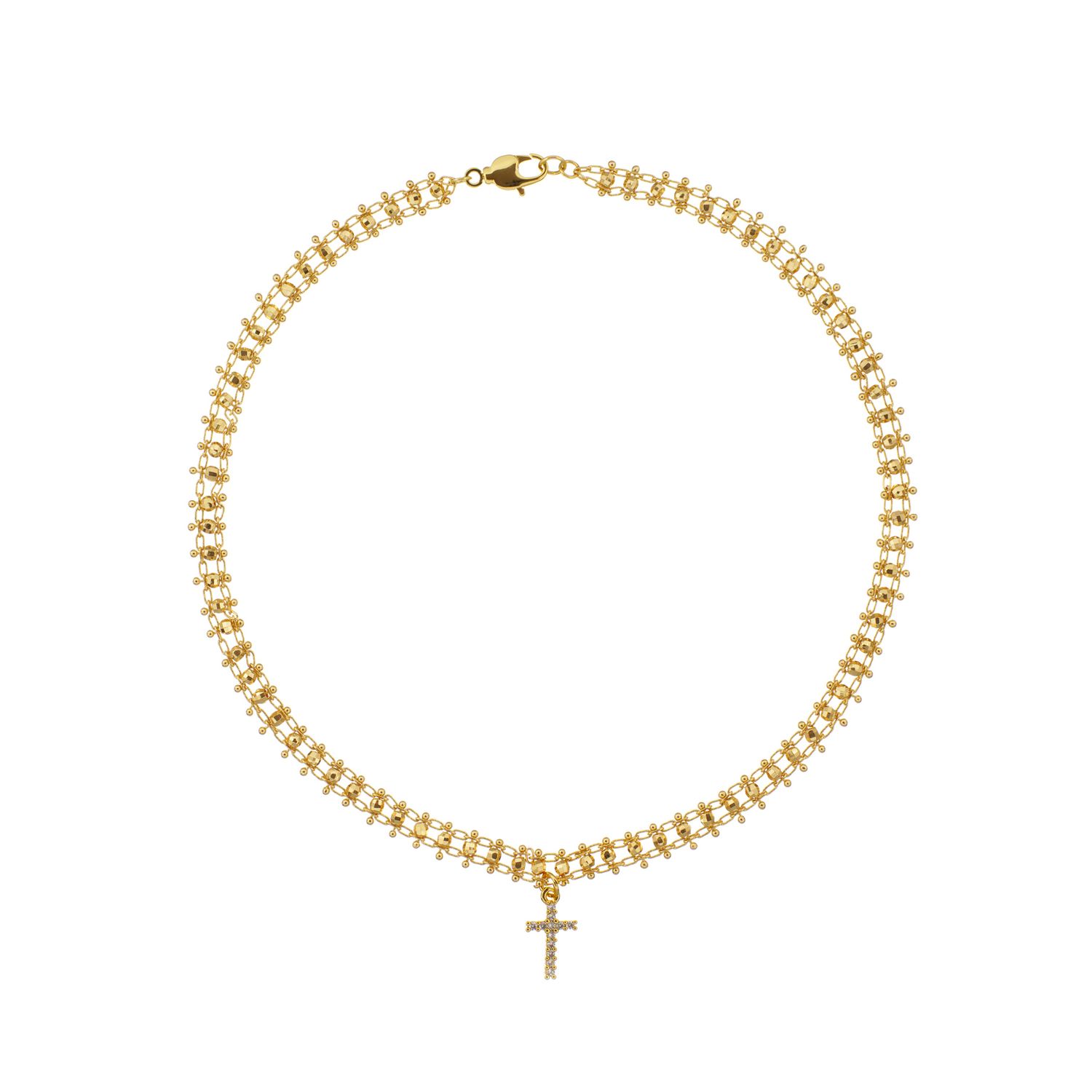 Цепь Double Chain Gold With A Cross Necklace