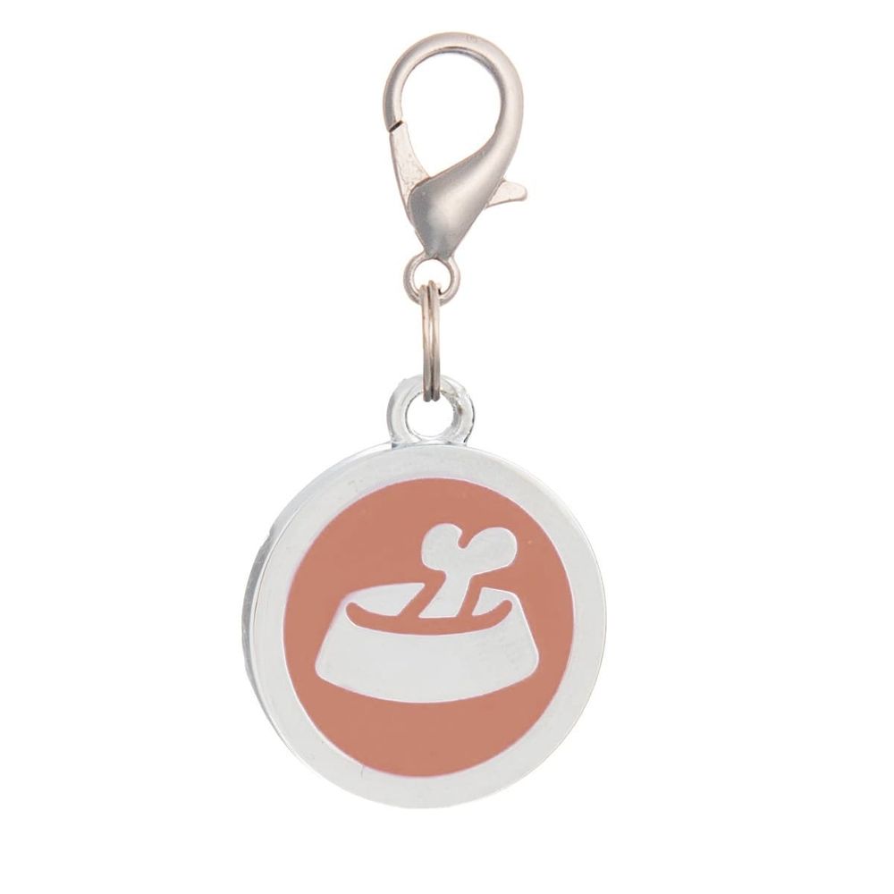 Адресник круглый большой миска с косточкой розовый 25 мм, гравировка 19058